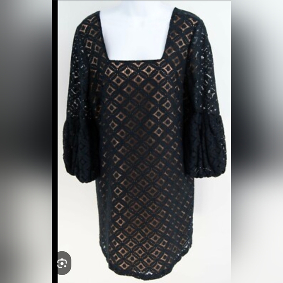 Anne Suit Anthropologie Black Patterned Long Sleeve Dress - Picture 6 of 7